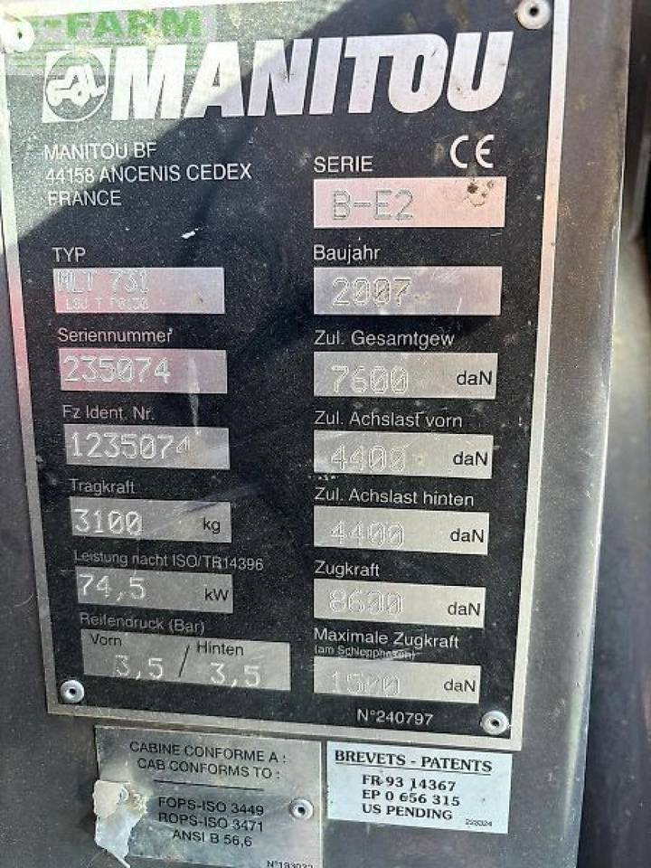 Chariot télescopique Manitou mlt 731 lsu: photos 7 Chariot télescopique Manitou mlt 731 lsu: photos 7