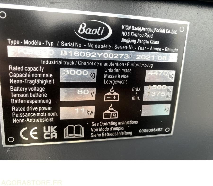 Chariot élévateur NEUF BAOLI KBE30N 3T ELECTRIQUE - Chariot élévateur électrique: photos 3 Chariot élévateur NEUF BAOLI KBE30N 3T ELECTRIQUE - Chariot élévateur électrique: photos 3