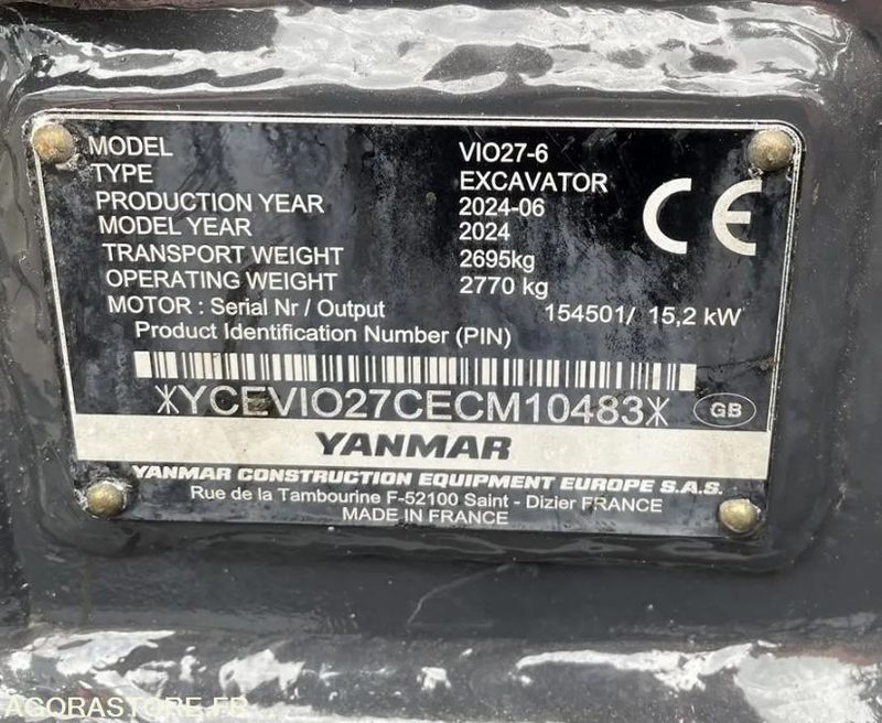 MINI PELLE SUR CHENILLE YANMAR VIO27-6 - Mini pelle: photos 5 MINI PELLE SUR CHENILLE YANMAR VIO27-6 - Mini pelle: photos 5