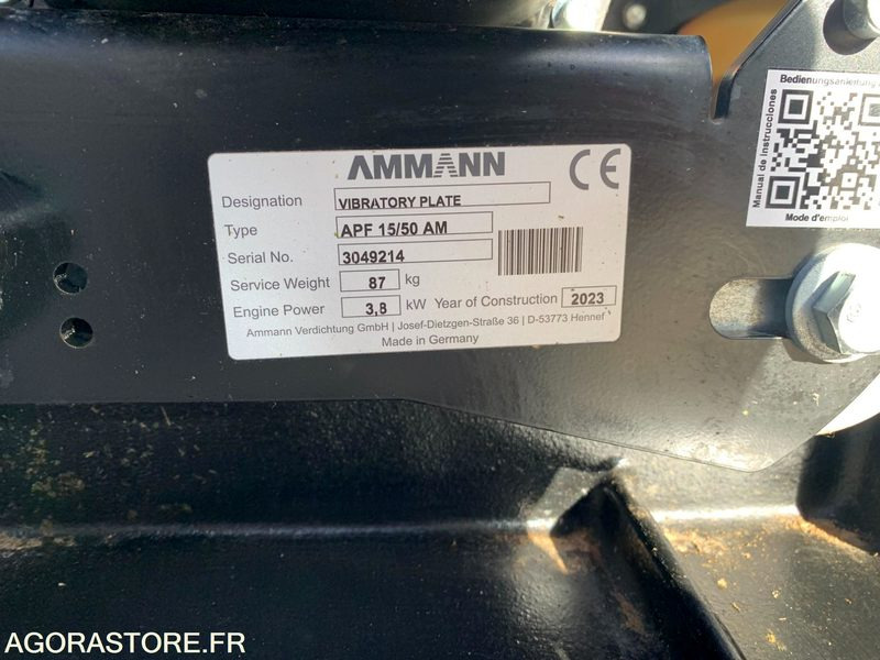 Plaque vibrante AMMANN APF 15/50 AM - NEUF - Compacteur: photos 3 Plaque vibrante AMMANN APF 15/50 AM - NEUF - Compacteur: photos 3
