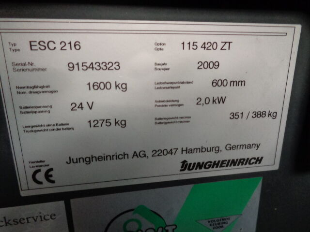 Jungheinrich ESC 216 - Chariot à mât rétractable: photos 3 Jungheinrich ESC 216 - Chariot à mât rétractable: photos 3