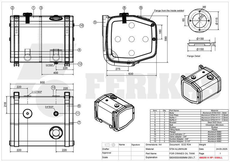 Réservoir hydraulique pour Camion neuf Hydraulic aluminum oil tank 250L: photos 14 Réservoir hydraulique pour Camion neuf Hydraulic aluminum oil tank 250L: photos 14