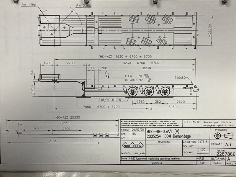 Nooteboom MCO-48-03V/L, DOUBLE EXTENDABLE, TOTAL 26.53 METERS - Semi-remorque surbaissé: photos 4 Nooteboom MCO-48-03V/L, DOUBLE EXTENDABLE, TOTAL 26.53 METERS - Semi-remorque surbaissé: photos 4