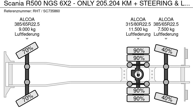 Châssis cabine Scania R500 NGS 6X2 - ONLY 205.204 KM + STEERING & LIFTING AXLE: photos 18 Châssis cabine Scania R500 NGS 6X2 - ONLY 205.204 KM + STEERING & LIFTING AXLE: photos 18