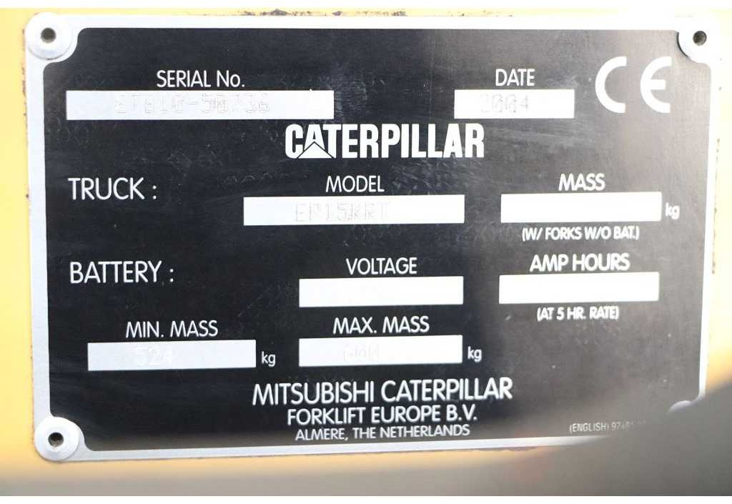 CATERPILLAR - EP15KRT - FORKLIFT TRIPLEX - SIDESHIFT, 3590 HOURS - Chariot élévateur: photos 4 CATERPILLAR - EP15KRT - FORKLIFT TRIPLEX - SIDESHIFT, 3590 HOURS - Chariot élévateur: photos 4