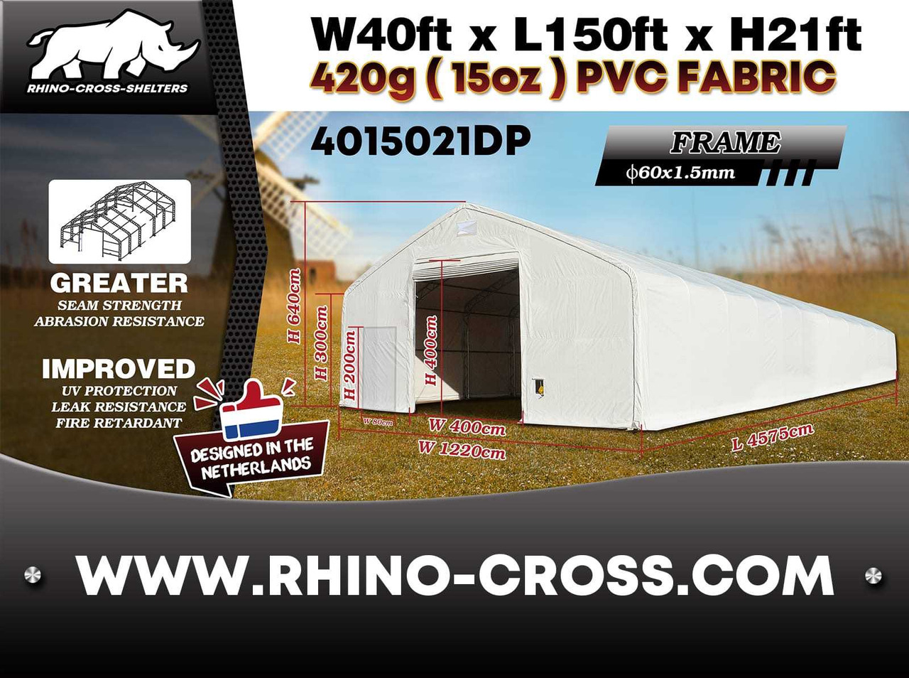 Rhino-Cross-Shelter 4015021DP - 45,75x12,2x6,4 m - Cuve de stockage: photos 2 Rhino-Cross-Shelter 4015021DP - 45,75x12,2x6,4 m - Cuve de stockage: photos 2