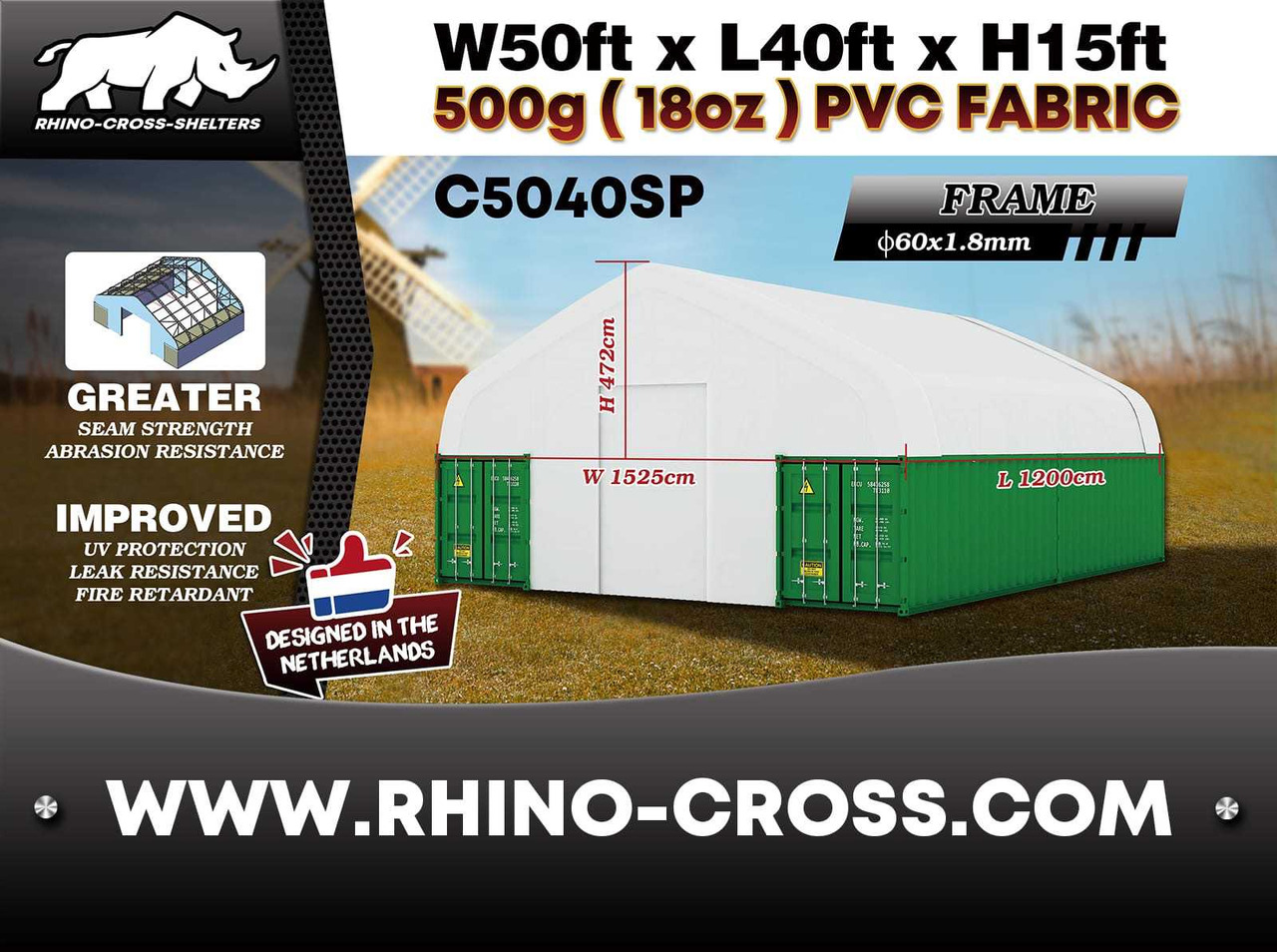 Rhino-Cross-Shelter C5040SP - 12x15,25x4,72 m - Cuve de stockage: photos 5 Rhino-Cross-Shelter C5040SP - 12x15,25x4,72 m - Cuve de stockage: photos 5