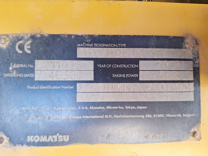 KOMATSU HD605-7EO - Tombereau rigide: photos 5 KOMATSU HD605-7EO - Tombereau rigide: photos 5