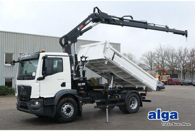 MAN 18.320 TGM BB, Kran Hiab X-Hiduo 138, Funk, AHK - Camion benne: photos 1 MAN 18.320 TGM BB, Kran Hiab X-Hiduo 138, Funk, AHK - Camion benne: photos 1
