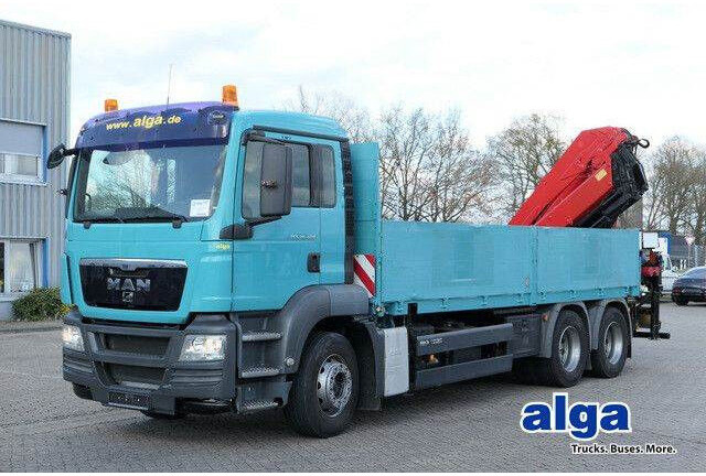 MAN 26.400 TGS BL, Kran HMF 4220 K4, Funk, Container - Camion plateau: photos 1 MAN 26.400 TGS BL, Kran HMF 4220 K4, Funk, Container - Camion plateau: photos 1