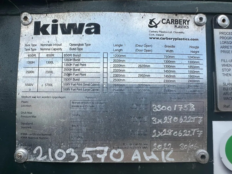 Carbery 5500 V Dubbelwandige Dieseltank 5700 liter met 230 V pompset New ! Overstock - Conteneur maritime: photos 4 Carbery 5500 V Dubbelwandige Dieseltank 5700 liter met 230 V pompset New ! Overstock - Conteneur maritime: photos 4