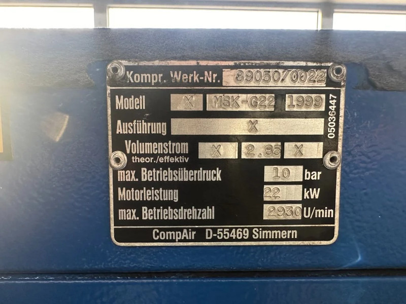 Compair MSK-G22 Elektrische Schroefcompressor 22 kW 3000 L / min 10 Bar - Compresseur d'air: photos 3 Compair MSK-G22 Elektrische Schroefcompressor 22 kW 3000 L / min 10 Bar - Compresseur d'air: photos 3