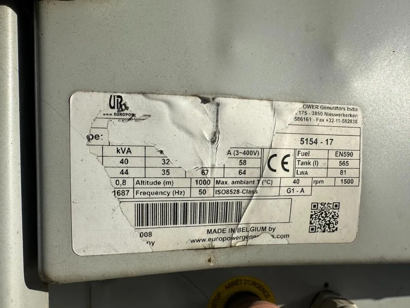 Groupe électrogène Europower EPUS44TDE Kubota leroy Somer 44 kVA Supersilent Rental generatorset: photos 10
