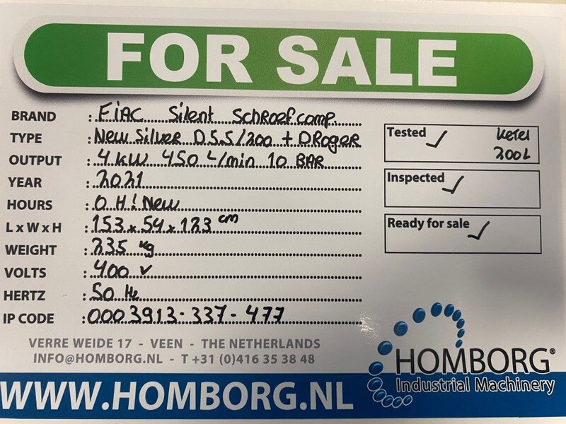 Fiac New Silver D 5.5 / 200 Silent 4 kW 450 L / min 10 Bar Elektrische Schroefcompressor met ketel en droger - Compresseur d'air: photos 2 Fiac New Silver D 5.5 / 200 Silent 4 kW 450 L / min 10 Bar Elektrische Schroefcompressor met ketel en droger - Compresseur d'air: photos 2