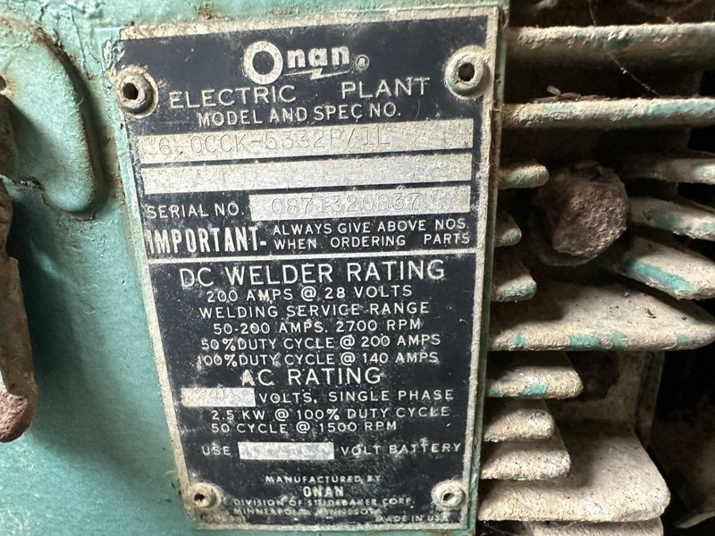 GENERATOR Onan Portaweld 200 Las generator Welding generator 200 Amp Benzine Petrol - Groupe électrogène: photos 3 GENERATOR Onan Portaweld 200 Las generator Welding generator 200 Amp Benzine Petrol - Groupe électrogène: photos 3