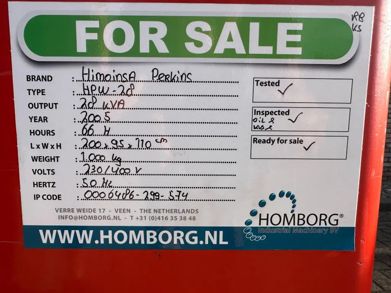 Groupe électrogène Himoinsa HPW 28 Perkins 28 kVA Silent generatorset: photos 12
