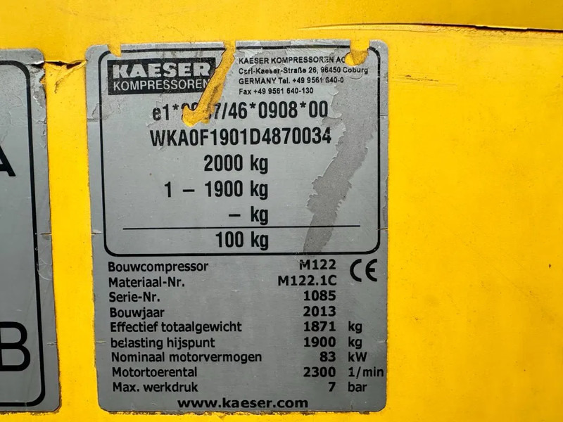 Kaeser M122 Deutz 11.1 m3 / min 7 Bar 83 kW Mobiele Diesel Compressor - Compresseur d'air: photos 3 Kaeser M122 Deutz 11.1 m3 / min 7 Bar 83 kW Mobiele Diesel Compressor - Compresseur d'air: photos 3