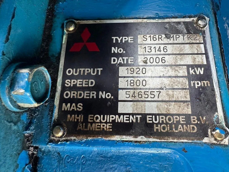 Mitsubishi S16R - MPTK2 Alconza 2322 kVA Marine generatorset - Groupe électrogène: photos 4 Mitsubishi S16R - MPTK2 Alconza 2322 kVA Marine generatorset - Groupe électrogène: photos 4