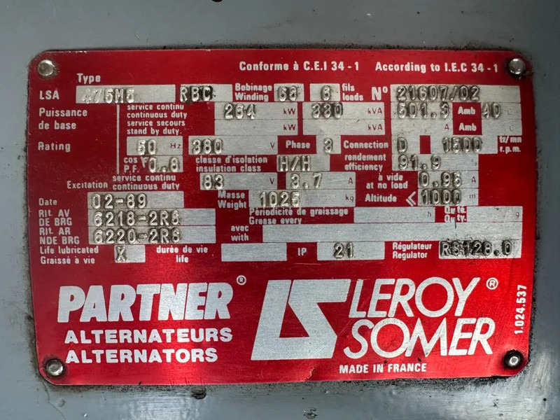 POYAUD Poyaud Leroy Somer 330 kVA noodstroom generatorset ex Emergency - Groupe électrogène: photos 5 POYAUD Poyaud Leroy Somer 330 kVA noodstroom generatorset ex Emergency - Groupe électrogène: photos 5