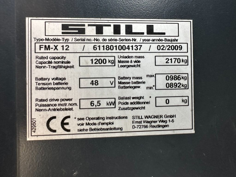 Still FM-X 12 Reachtruck 1.2 ton Triplex Freelift Sideshift Elektra Reachtruck - Chariot à mât rétractable: photos 3 Still FM-X 12 Reachtruck 1.2 ton Triplex Freelift Sideshift Elektra Reachtruck - Chariot à mât rétractable: photos 3
