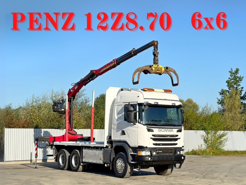Scania G490* HOLZTRANSPORTER * PENZ 12Z8.70* 6x6 - Camion grumier, Camion grue: photos 1 Scania G490* HOLZTRANSPORTER * PENZ 12Z8.70* 6x6 - Camion grumier, Camion grue: photos 1