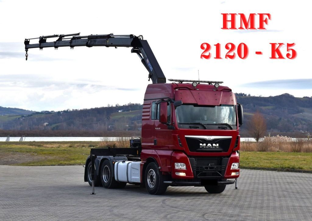 MAN TGX 28.480 Sattelzugmaschine + HMF 2120 K5/FUNK - Tracteur routier: photos 1 MAN TGX 28.480 Sattelzugmaschine + HMF 2120 K5/FUNK - Tracteur routier: photos 1