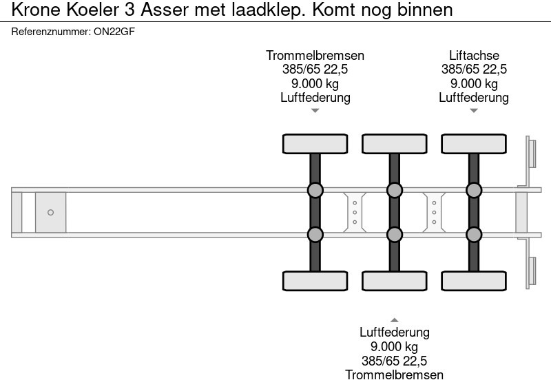 Semi-remorque frigorifique Krone Koeler 3 Asser met laadklep. Komt nog binnen: photos 19 Semi-remorque frigorifique Krone Koeler 3 Asser met laadklep. Komt nog binnen: photos 19