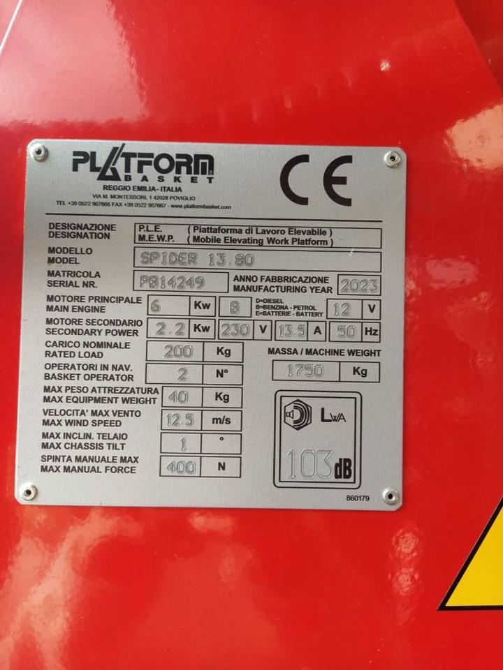 Platform Basket 13.80 - Nacelle araignée: photos 2 Platform Basket 13.80 - Nacelle araignée: photos 2