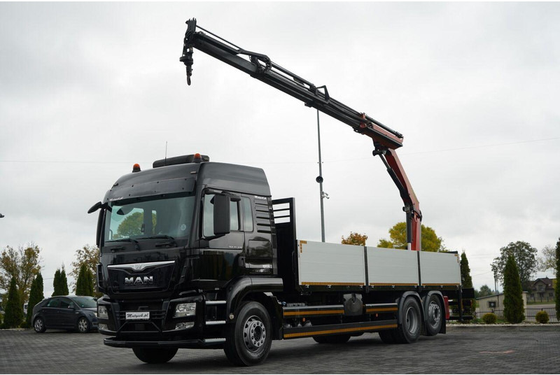 MAN TGS 26.440 / 6X2 / SKRZYNIOWY 7,5 M / OŚ PODNOSZONA + HDS PALFI - Camion plateau, Camion grue: photos 4 MAN TGS 26.440 / 6X2 / SKRZYNIOWY 7,5 M / OŚ PODNOSZONA + HDS PALFI - Camion plateau, Camion grue: photos 4