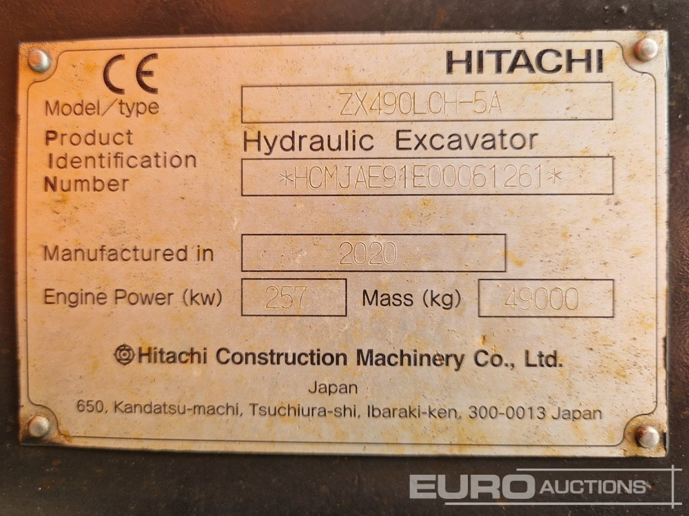 2020 Hitachi ZX490LCH-5A - Pelle sur chenille: photos 2 2020 Hitachi ZX490LCH-5A - Pelle sur chenille: photos 2