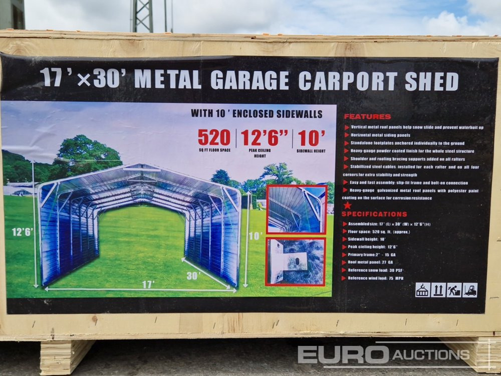 Unused 2025 17'x30' Metal Garage Carport Shed in 2.1x1x0.6m Transport Box - Conteneur comme habitat: photos 2 Unused 2025 17'x30' Metal Garage Carport Shed in 2.1x1x0.6m Transport Box - Conteneur comme habitat: photos 2