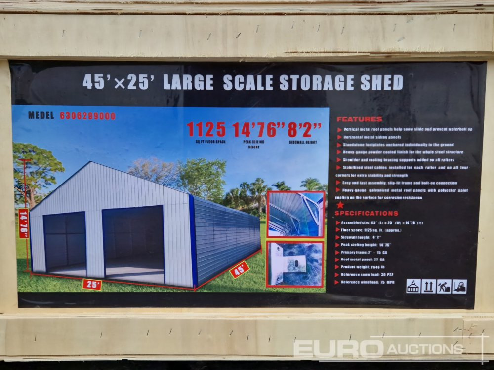 Unused 2025 45’x25’x14’76" Large Scale Storage Shed - Conteneur comme habitat: photos 2 Unused 2025 45’x25’x14’76" Large Scale Storage Shed - Conteneur comme habitat: photos 2