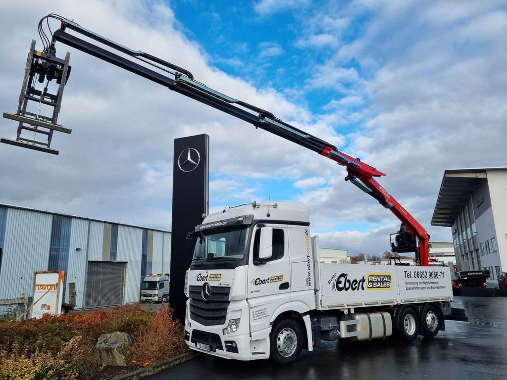 Mercedes-Benz Actros 2745 L 6x2 Baustoffpritsche+Kran Retarder - Camion plateau, Camion grue: photos 1 Mercedes-Benz Actros 2745 L 6x2 Baustoffpritsche+Kran Retarder - Camion plateau, Camion grue: photos 1