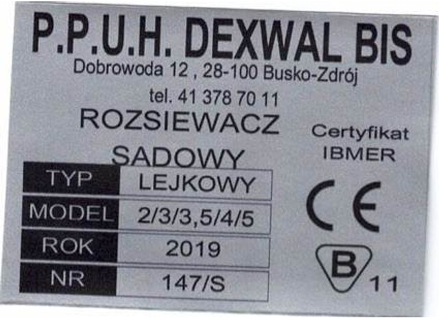 Dexwal rozsiewacz nawozów 300 l - Distributeur d'engrais: photos 4 Dexwal rozsiewacz nawozów 300 l - Distributeur d'engrais: photos 4