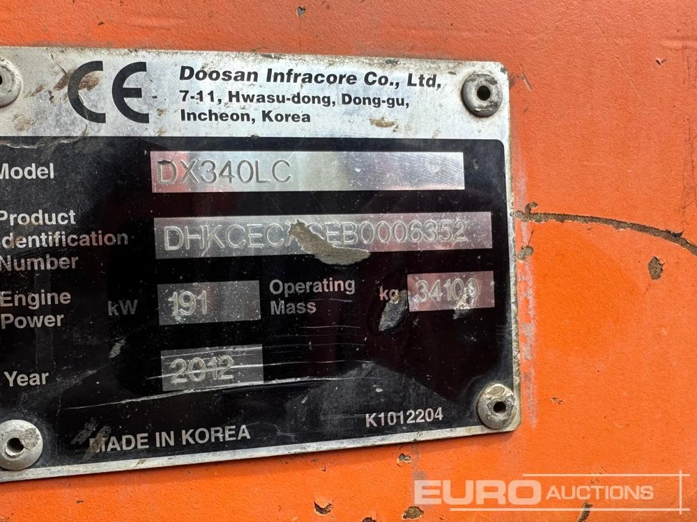 2012 Doosan DX340LC - Pelle sur chenille: photos 2 2012 Doosan DX340LC - Pelle sur chenille: photos 2