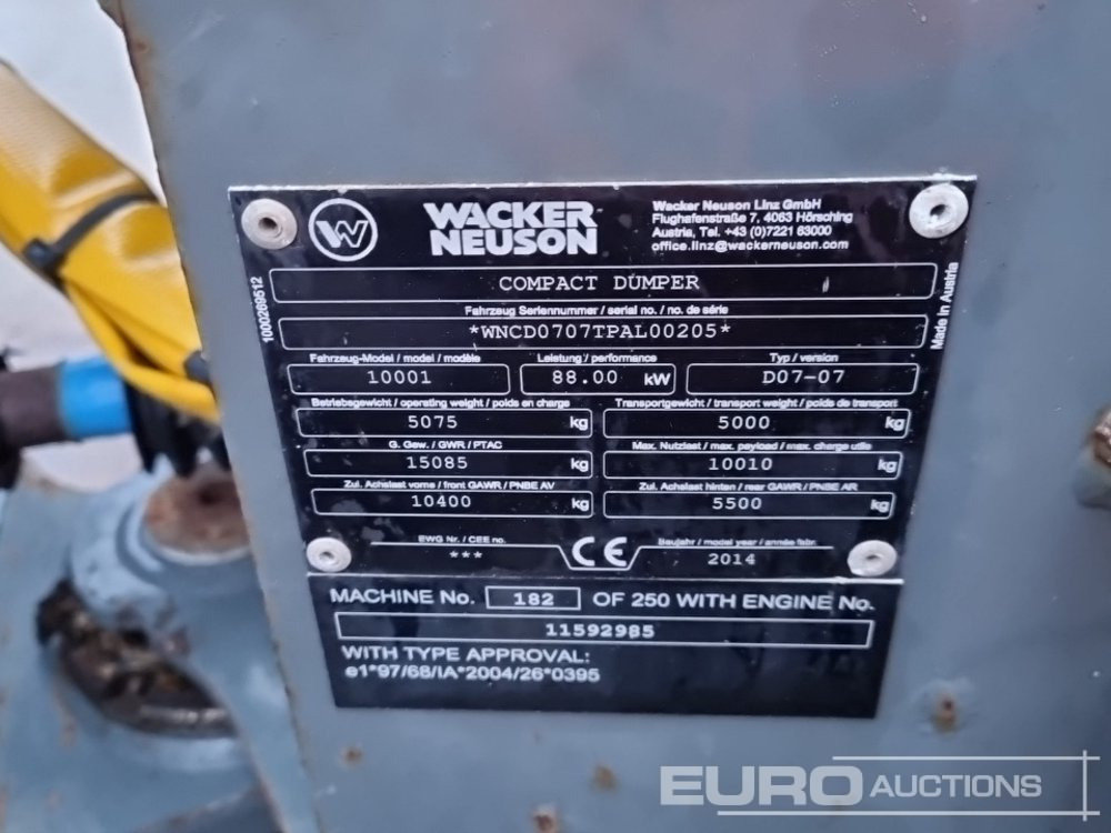 Mini tombereau 2014 Wacker Neuson 10001: photos 40 Mini tombereau 2014 Wacker Neuson 10001: photos 40