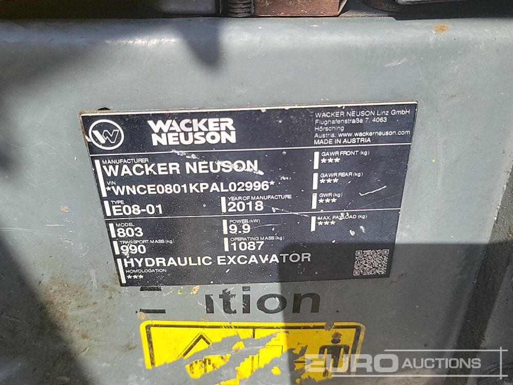 Mini pelle 2018 Wacker Neuson 803: photos 40
