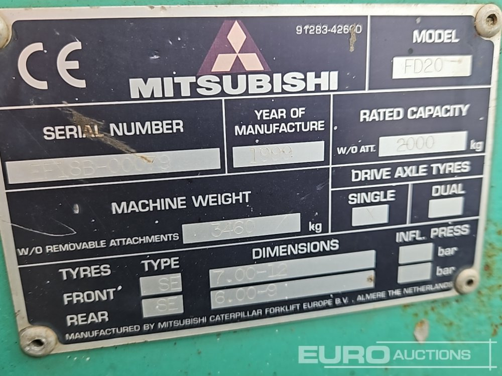 Chariot élévateur diesel Mitsubishi FD20: photos 34