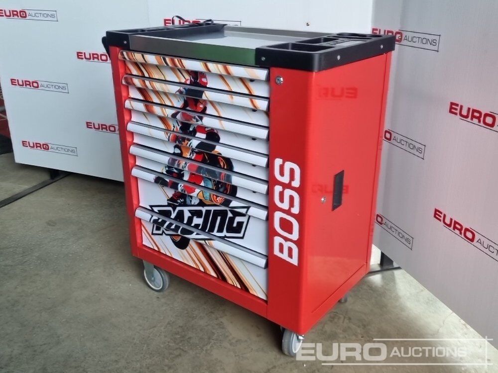 Unused Boss Roller Tool Chest, 7 Drawer, Side Storage Compartment, 258 Piece Tool Set (Red) - Équipement de garage: photos 1 Unused Boss Roller Tool Chest, 7 Drawer, Side Storage Compartment, 258 Piece Tool Set (Red) - Équipement de garage: photos 1