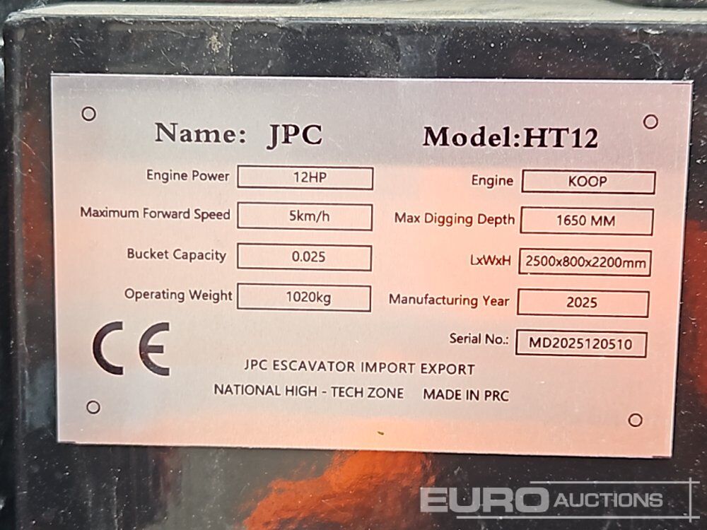 Unused JPC HT12 - Mini pelle: photos 3 Unused JPC HT12 - Mini pelle: photos 3