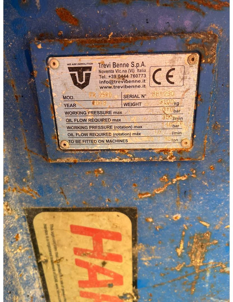 TREVI FR25RD/TREVIBENNE/BROYEUR/ CRUSHER - Cisaille de démolition pour Engins de chantier: photos 2 TREVI FR25RD/TREVIBENNE/BROYEUR/ CRUSHER - Cisaille de démolition pour Engins de chantier: photos 2