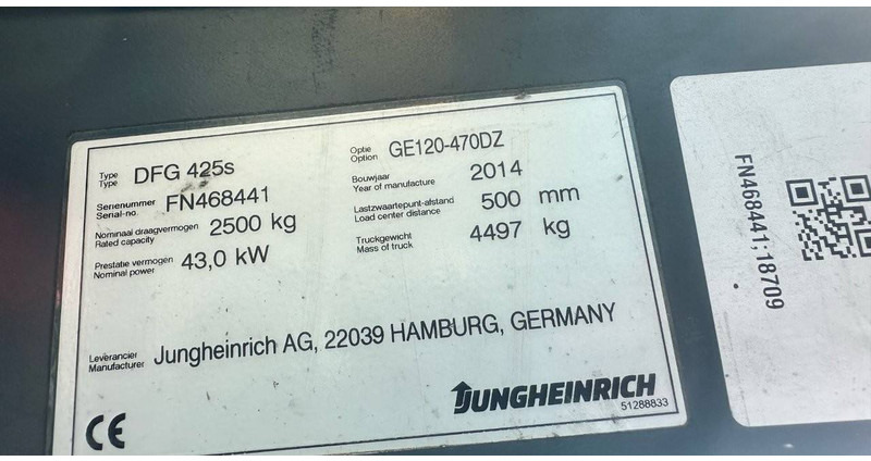 Chariot élévateur diesel Jungheinrich DFG 425s: photos 7