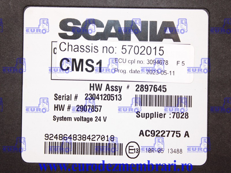 CALCULATOR CMS1 SCANIA SUPER 3094678 - Bloc de gestion pour Camion: photos 2 CALCULATOR CMS1 SCANIA SUPER 3094678 - Bloc de gestion pour Camion: photos 2