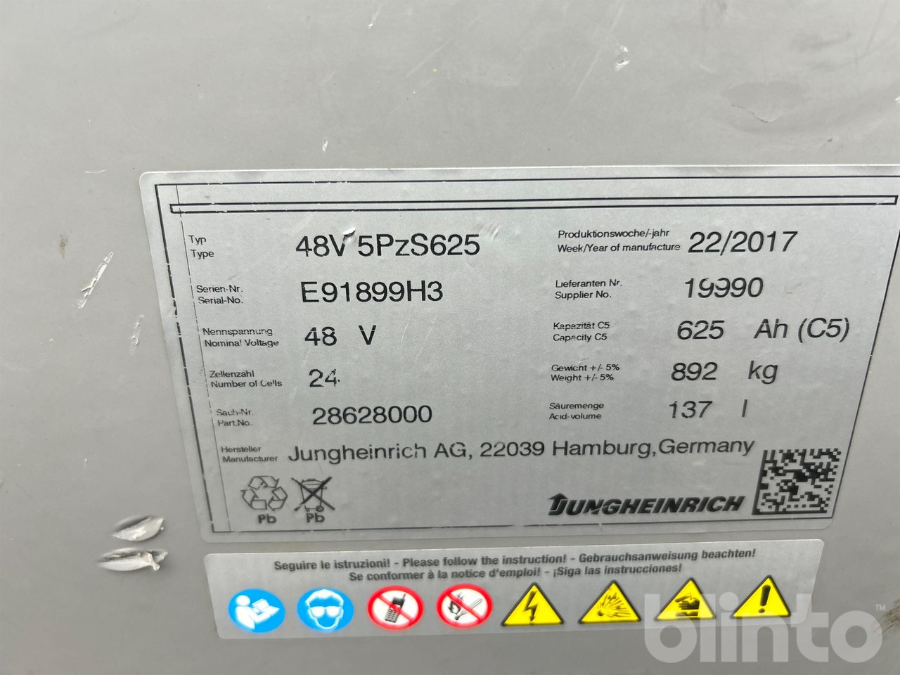 Jungheinrich 5PzS625 - Accumulateur pour Chariot élévateur: photos 5 Jungheinrich 5PzS625 - Accumulateur pour Chariot élévateur: photos 5