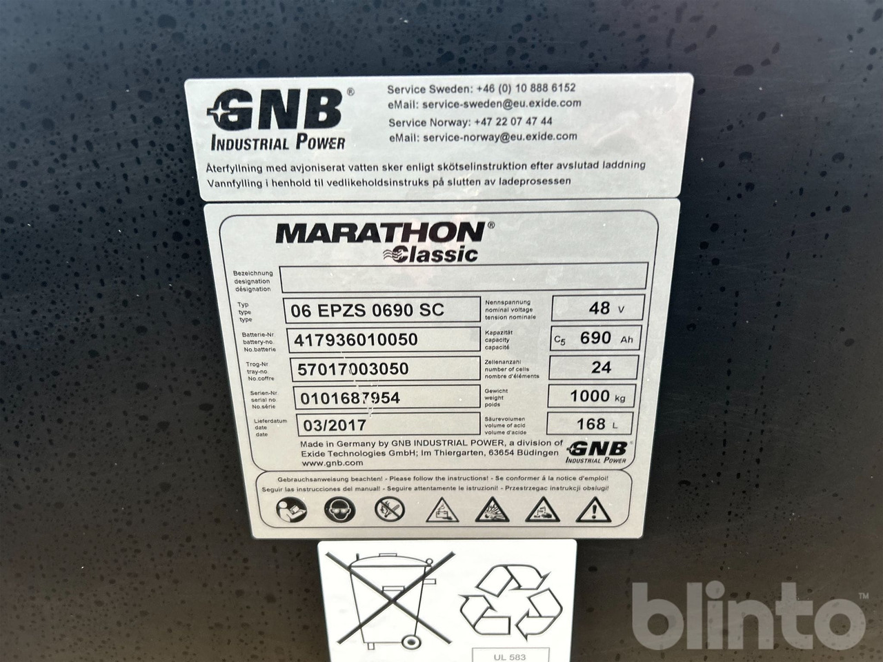 Marathon Classic 06 EPZS 0690 SC - Accumulateur pour Chariot élévateur: photos 5 Marathon Classic 06 EPZS 0690 SC - Accumulateur pour Chariot élévateur: photos 5